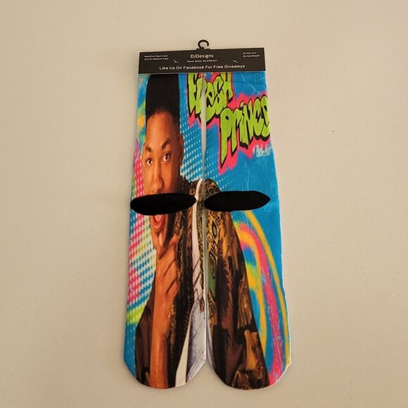 NWT DJ Designs Mens Fresh Prince of Bel Air Colorful Crew Socks Size 6-12 $20 - Picture 2 of 2